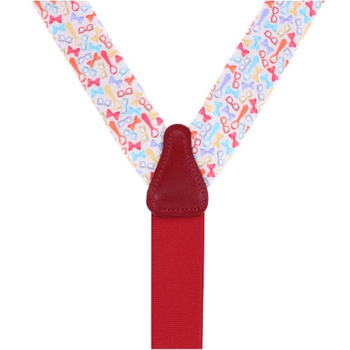 Trafalgar The Fashionisto Tie And Glasses Linen Button Suspenders In Multiple Colors