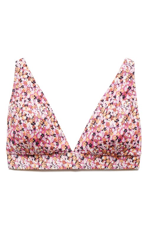 Shop Mango Floral Triangle Bikini Top In Pink