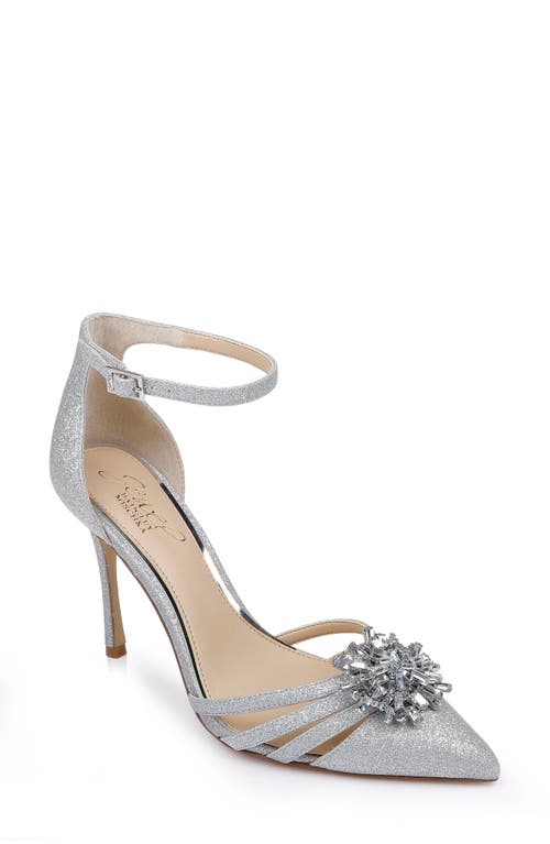 Violette Ankle Strap Pointed Toe Pump in Silver