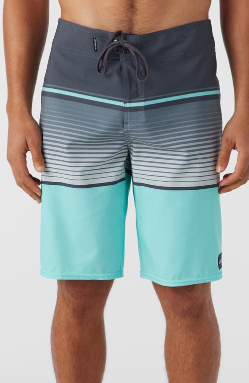 Lennox Stripe Board Shorts in Turquoise