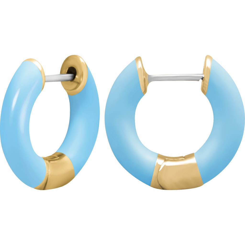 Central Park Tubular Enamel Hoop Earrings In Baby Blue