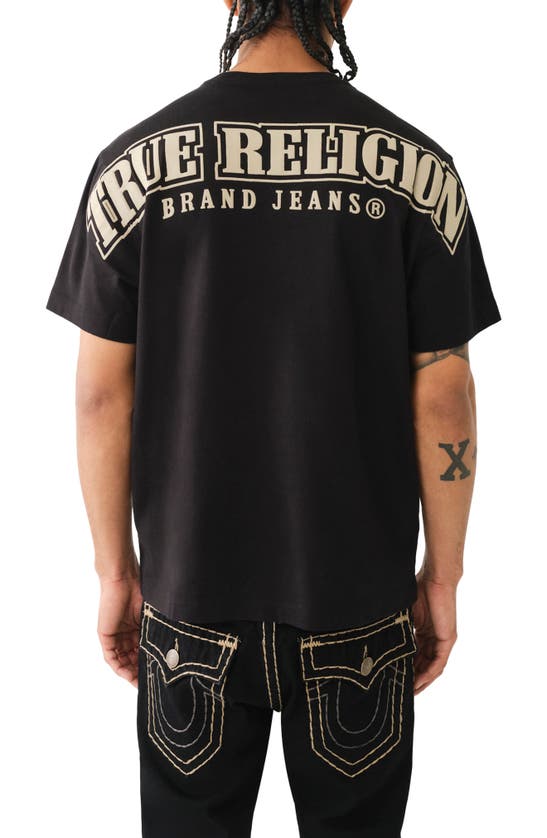 Shop True Religion Brand Jeans Relaxed Fit Puff Paint Logo Graphic T-shirt In Jet Black