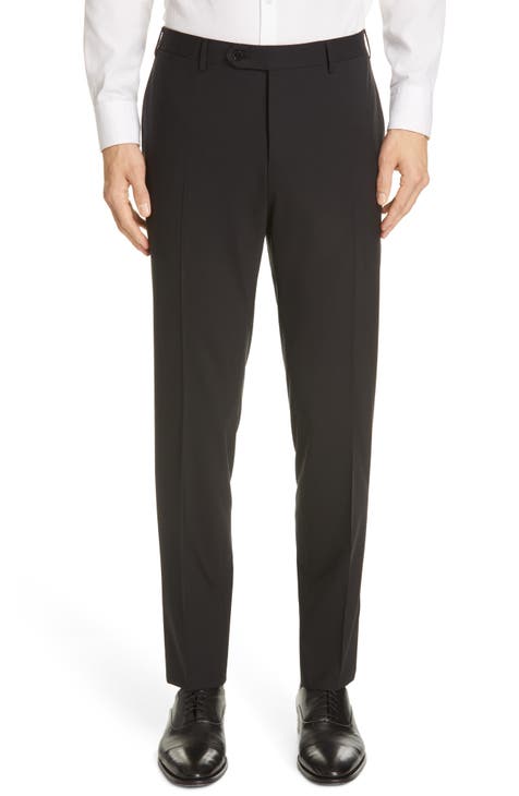 Flat Front Classic Fit Solid Stretch Wool Dress Pants