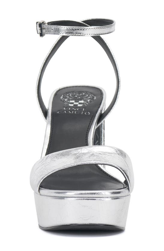 Vince Camuto Pendry Ankle Strap Platform Sandal In Silver Crackle Foil
