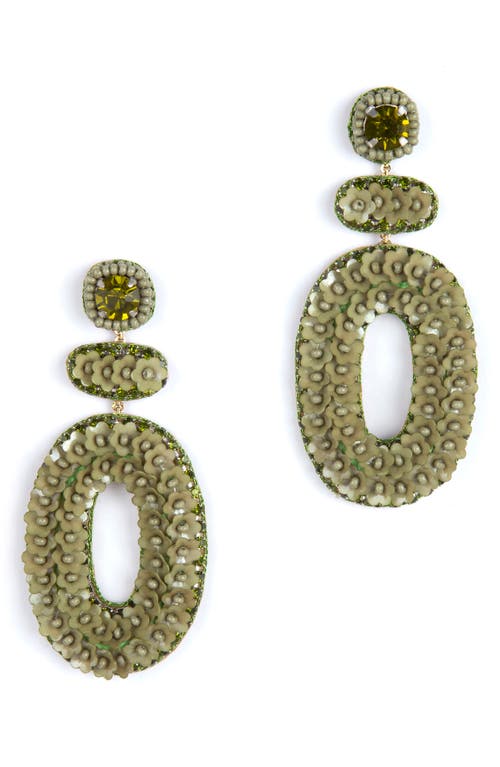 Britt Floral Drop Earrings in Olive