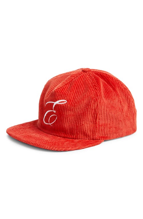 Elwood Corduroy Snapback Baseball Cap In Red