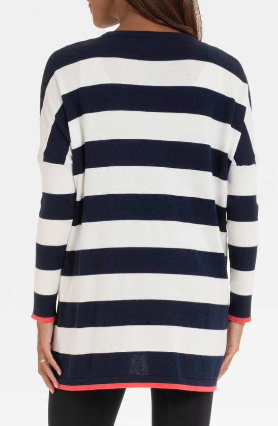 Shop Seraphine Boxy Stripe Maternity/nursing Sweater In Navy Stripe