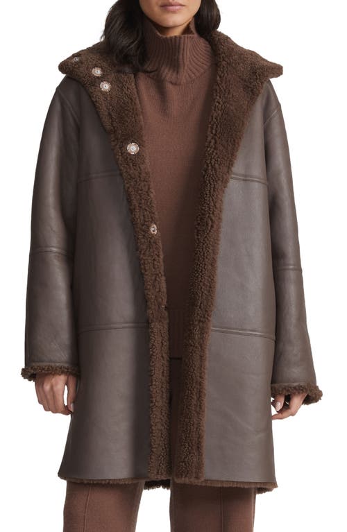 Lafayette 148 New York Reversible Genuine Shearling Coat In Wood