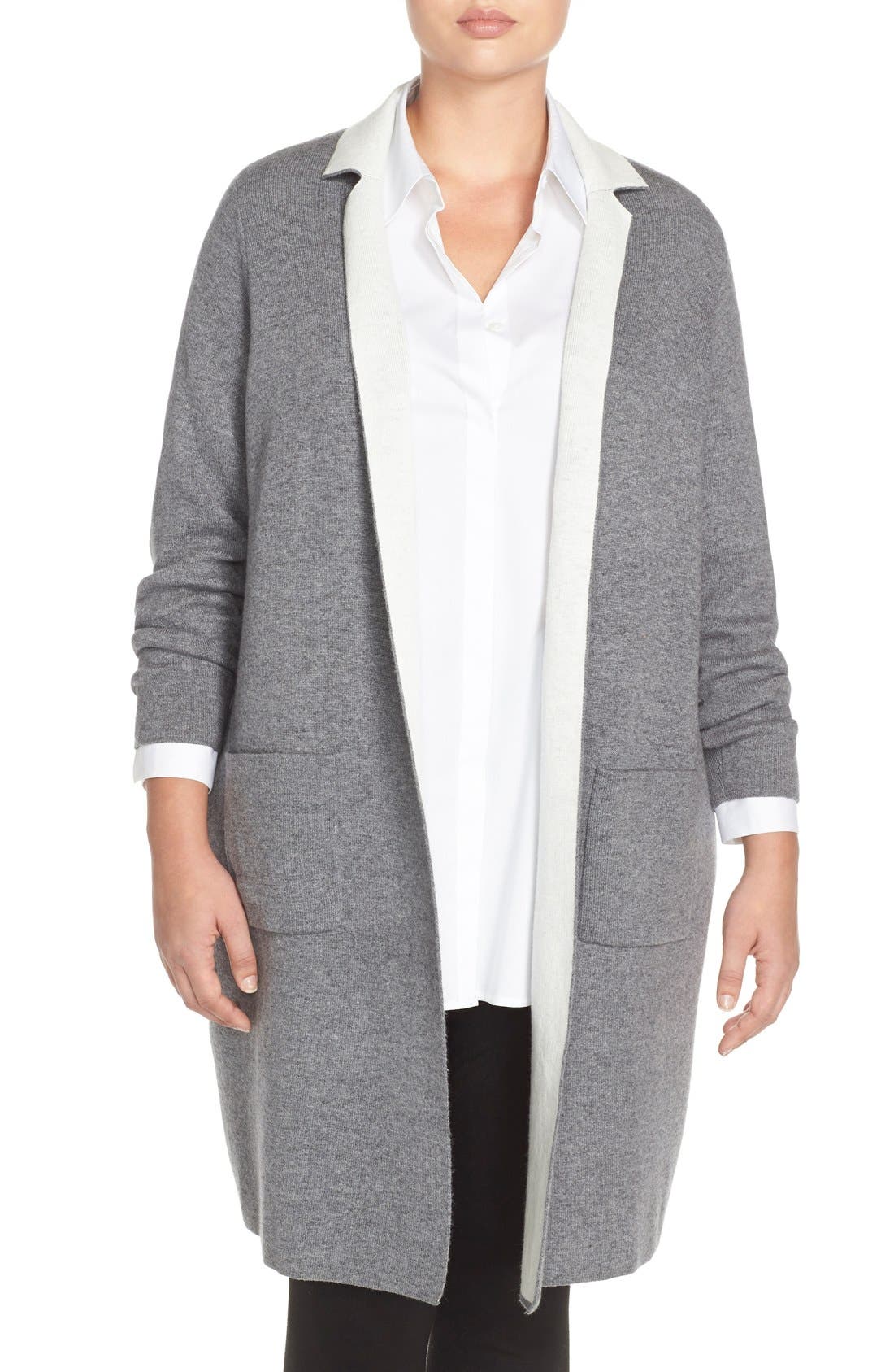 Halogen® Long Sweater Jacket (Plus Size) Nordstrom