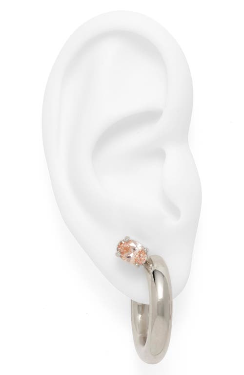 Lady Grey Tilt Hoop Earrings In Silver/peach
