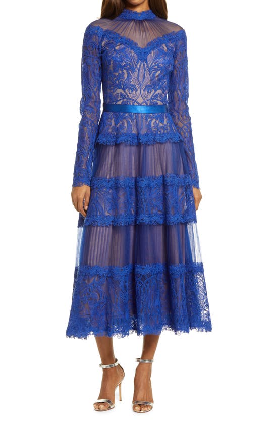 TADASHI SHOJI LONG SLEEVE LACE FIT & FLARE DRESS,BSU21110MD