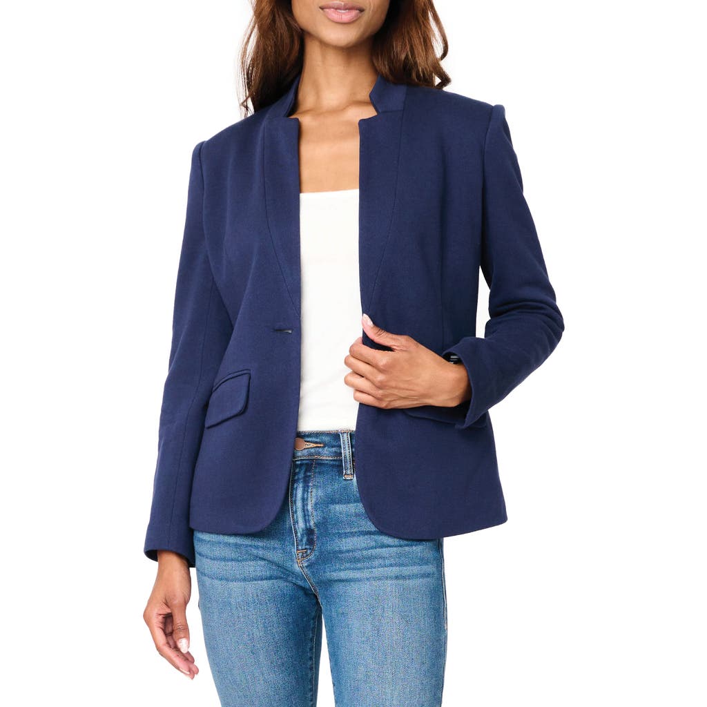 Gibsonlook Inverted Notch Collar Cotton Blend Knit Blazer In Navy Peacoat