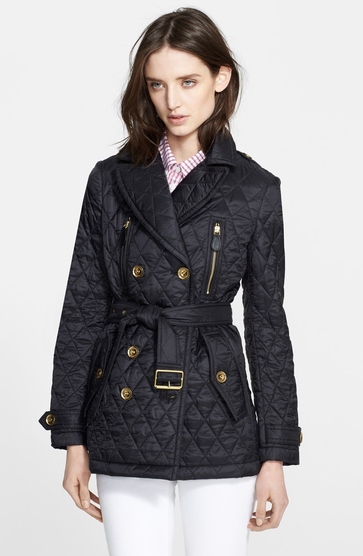 Burberry Brit 'Caperton' Belted Diamond Quilted Trench Coat | Nordstrom