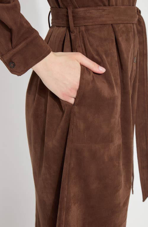 Shop Lyssé Schiffer Long Sleeve Faux Suede Shirtdress In Warm Brown