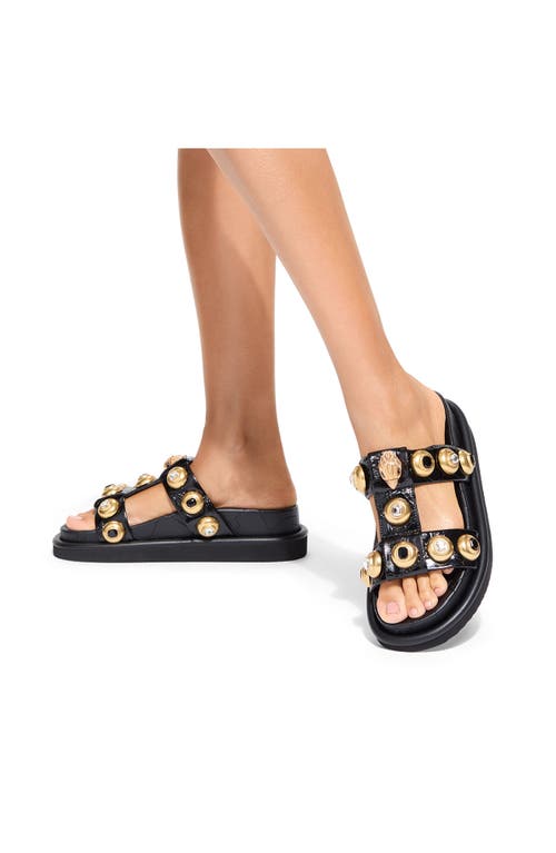 Shop Kurt Geiger London Orson Crystal Slide Sandal In Charcoal