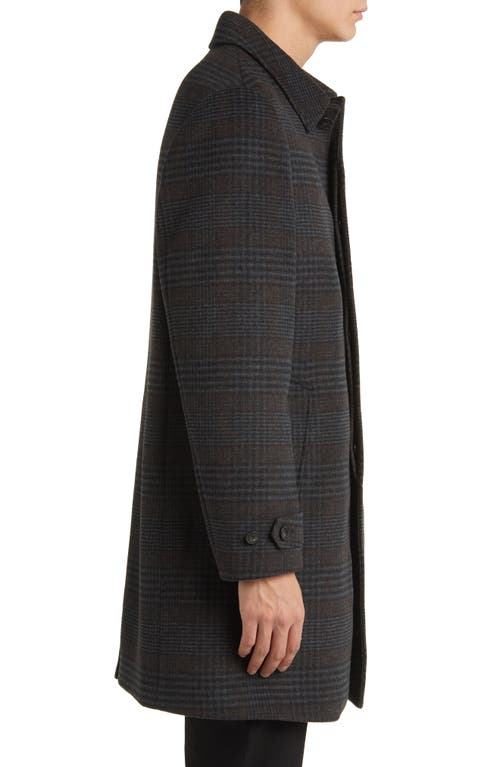 Shop Hart Schaffner Marx Armitage Wool Blend Topcoat In Charcoal/espresso