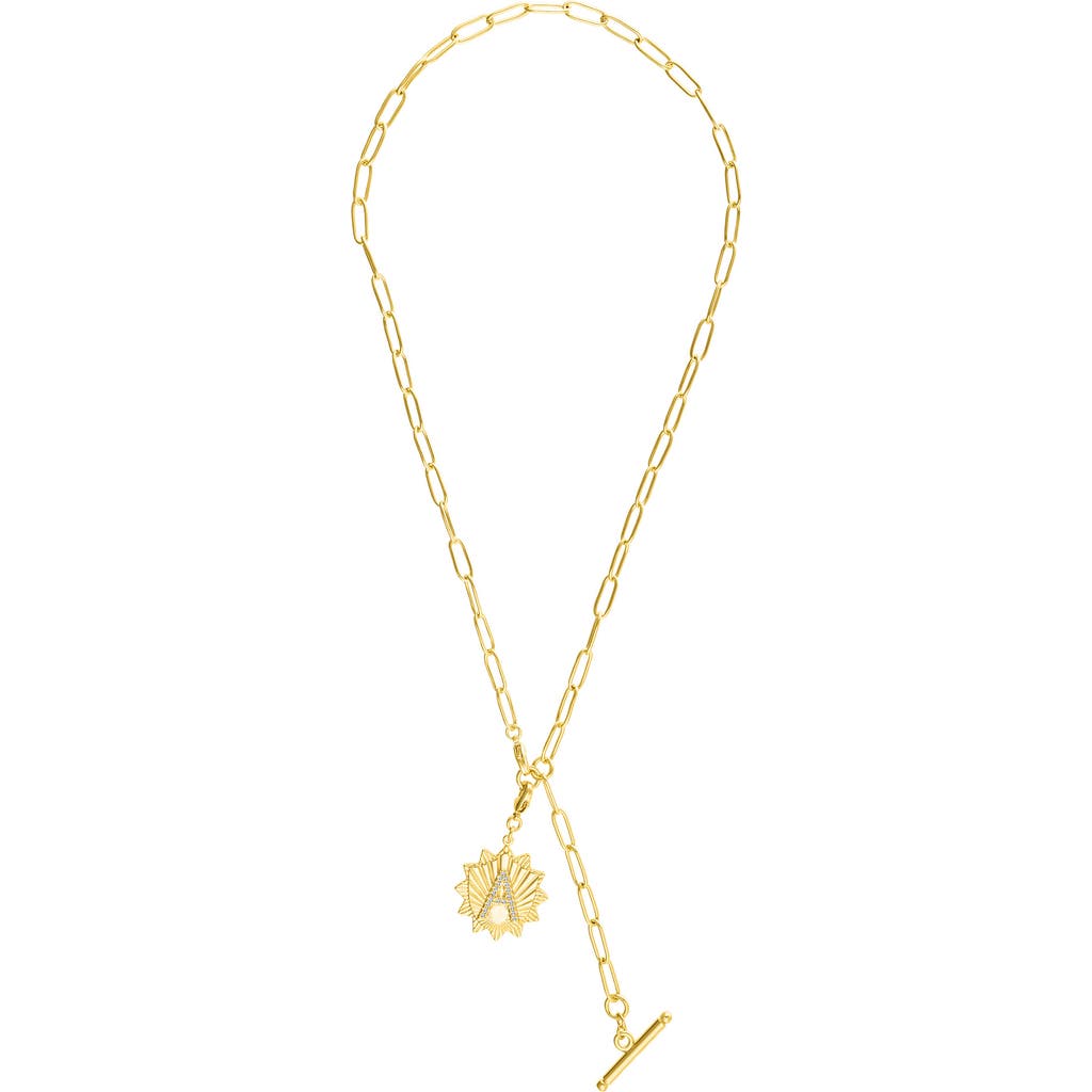 Adornia Initial Cz Pendant Toggle Necklace In Gold-a