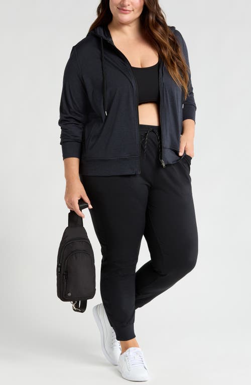 Shop Zella Restore Soft Zip-up Hoodie In Black