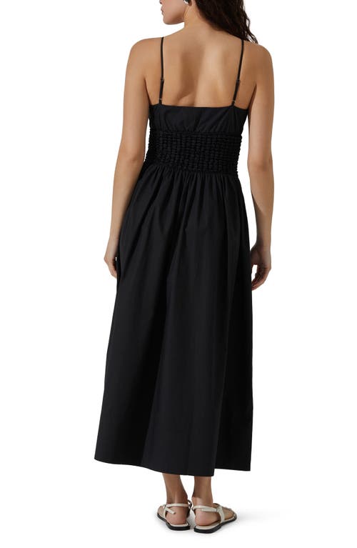 Shop Astr The Label Popcorn Waist Cotton Midi Dress In Black