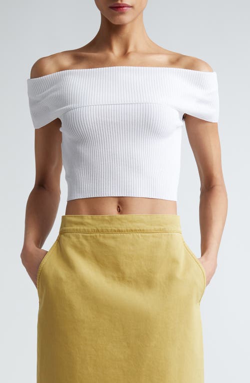 Max Mara Cennare Rib Off-the-Shoulder Crop Sweater Optical White at Nordstrom,