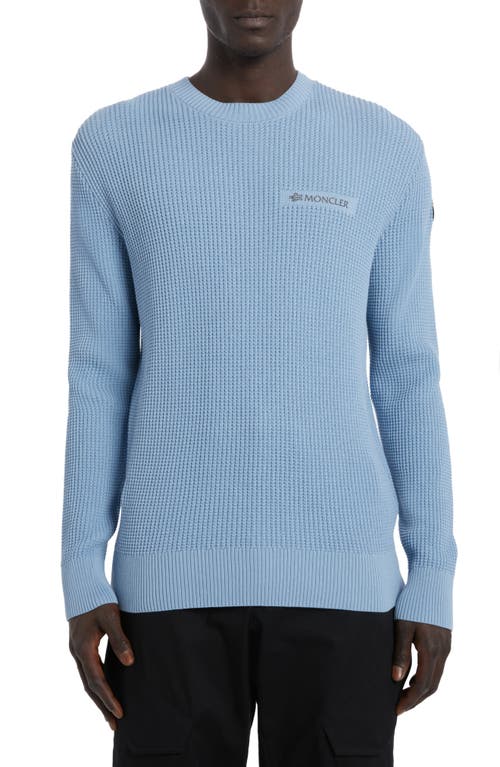 Reflective Logo Patch Waffle Knit Sweater in Azure Blue