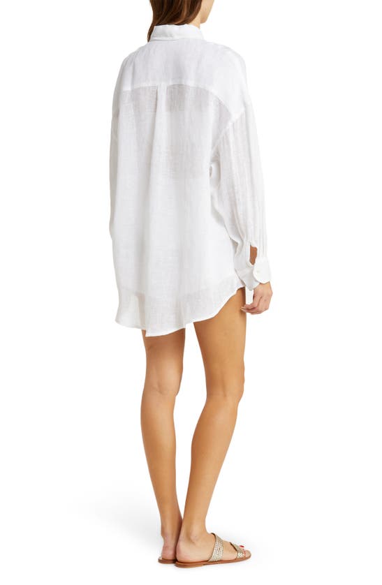 Shop Vitamin A ® Playa Linen Oversized Shirt In Ecolinen Gauze White