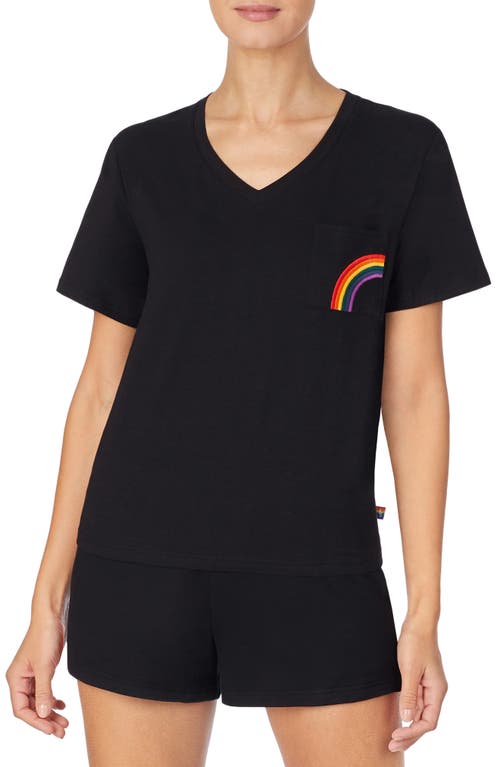 Room Service Pjs Gender Inclusive Rainbow Sleep T-Shirt in Black