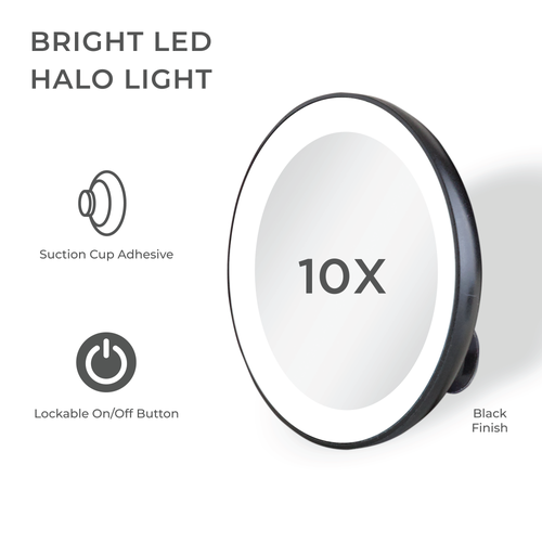 Zadro Lighted Compact Mirror With 15x Magnification & Suction Cup In Black