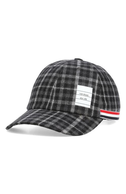 Shop Thom Browne Plaid Wool Baseball Cap In Charcoal