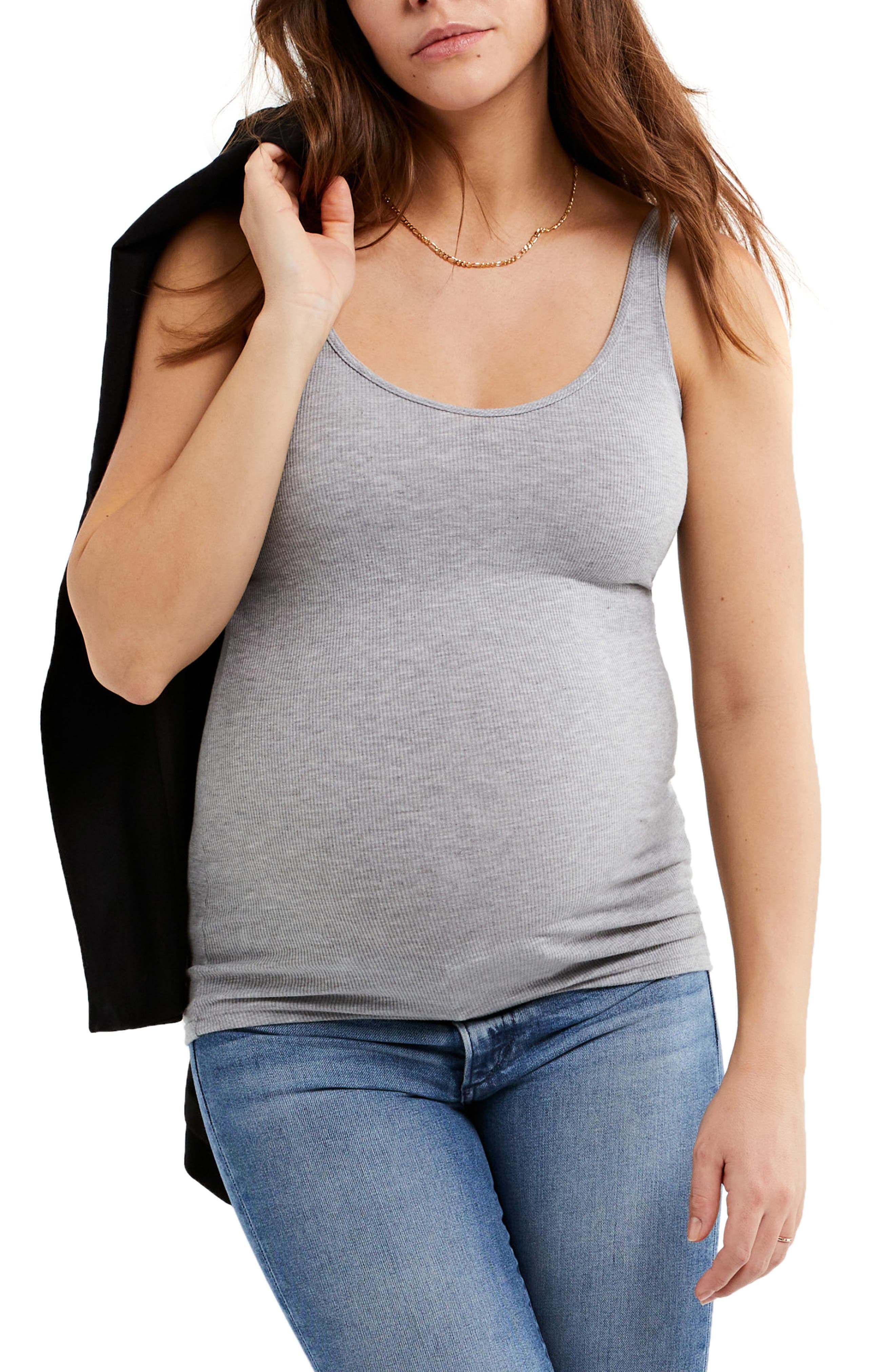 Breastfeeding Nursing Sea Spray Tank Size M Cotton Top Shirt Stretchy Zip 2 Feed 