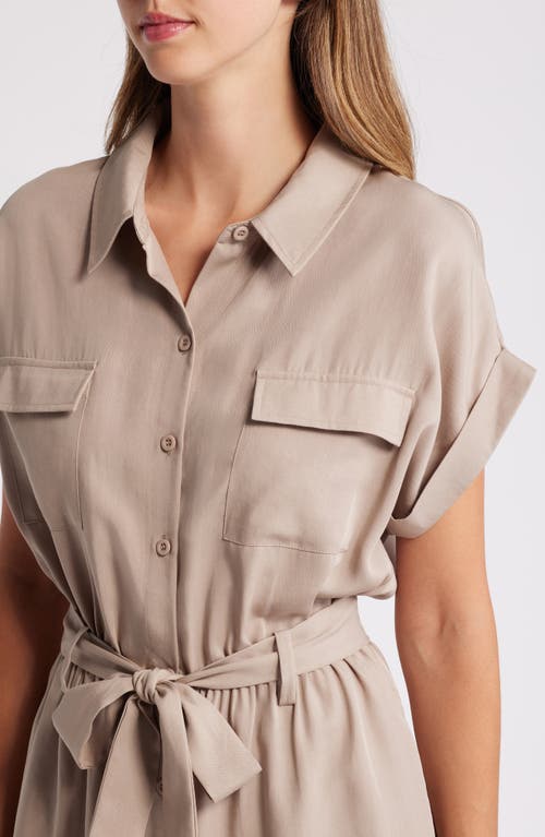 Shop Caslonr Caslon(r) Tie Waist Shirtdress In Tan