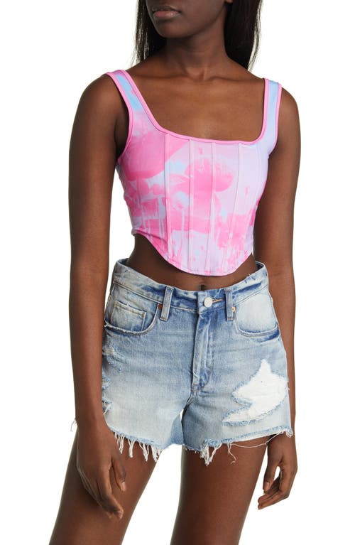 CONEY ISLAND PICNIC Dream Floral Corset Crop Tank in Berry Ombre