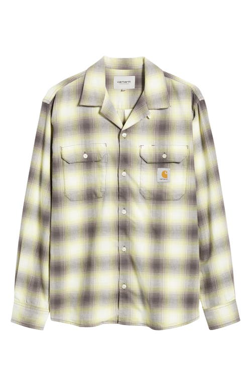 Shop Carhartt Work In Progress Blanchard Check Long Sleeve Camp Shirt In Blanchard Check Arctic Lime