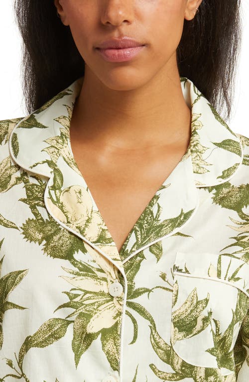 Shop Desmond & Dempsey Long Sleeve Cotton Pajamas In Soleia Cream