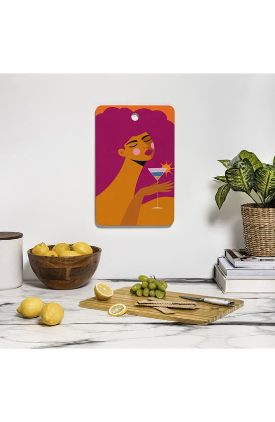 Deny Designs Summer Solstice Sip Bamboo Cutting Board In Orange