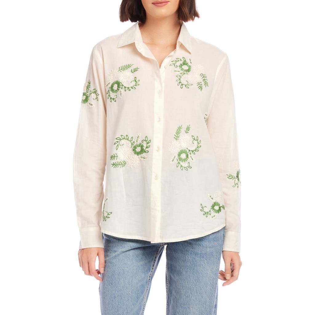 Fifteen Twenty Floral Embroidred Cotton Button-up Shirt In Multi