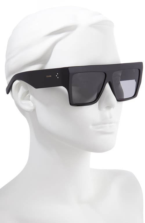 Shop Celine 60mm Flat Top Sunglasses In Black/smoke