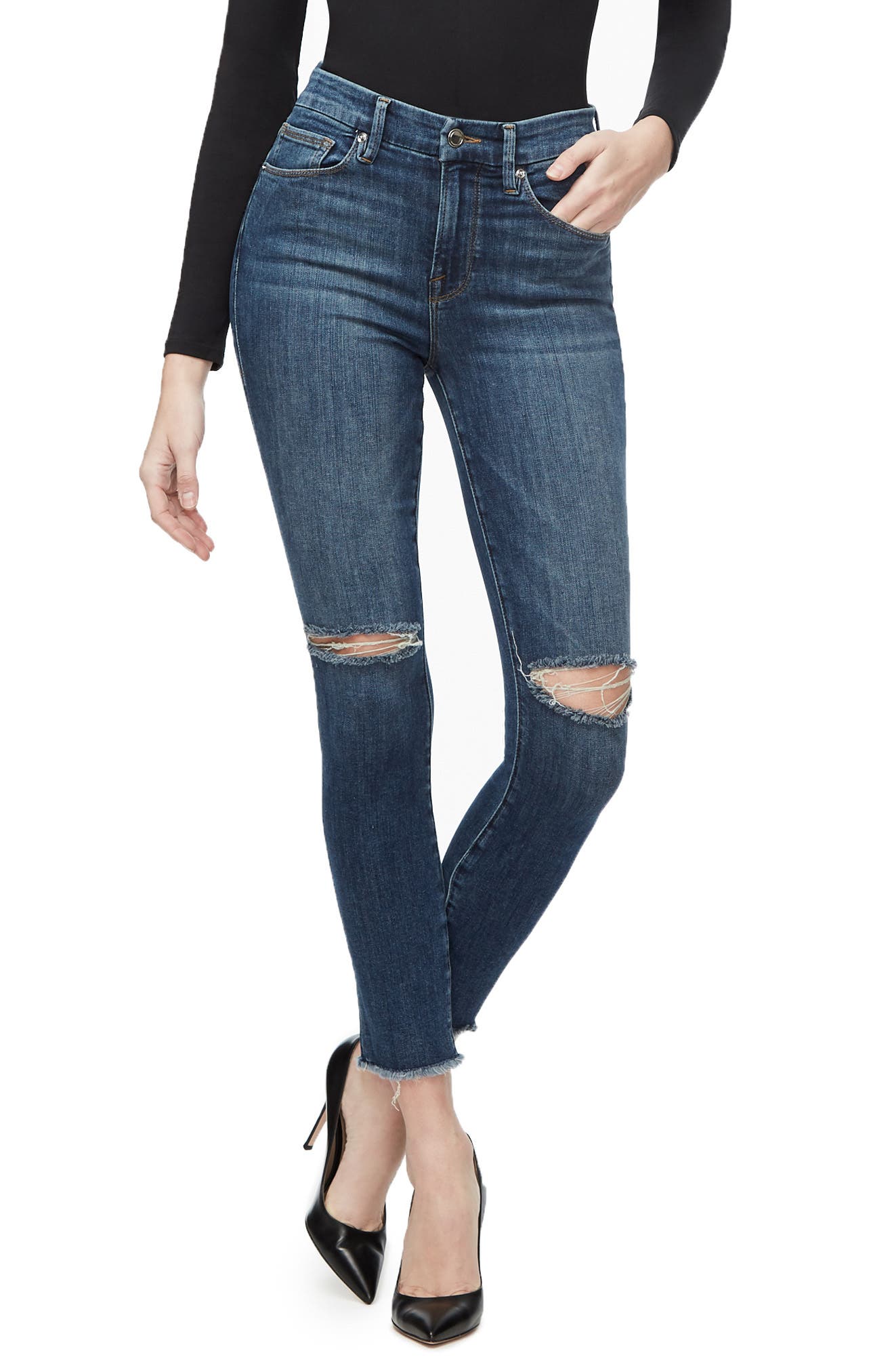 good waist ripped high waist skinny jeans