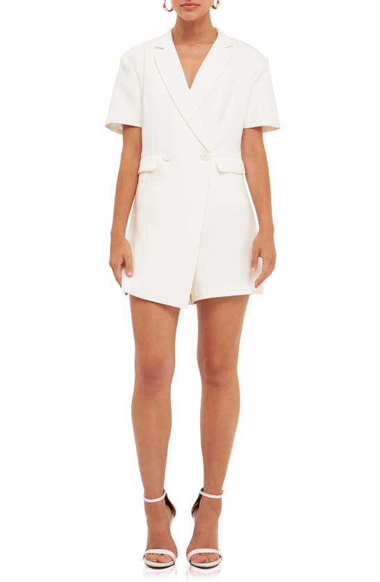 Shop Endless Rose Double Breasted Blazer Romper In White
