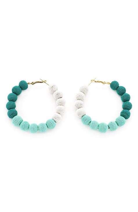 Colorblock Ball Hoop Earrings