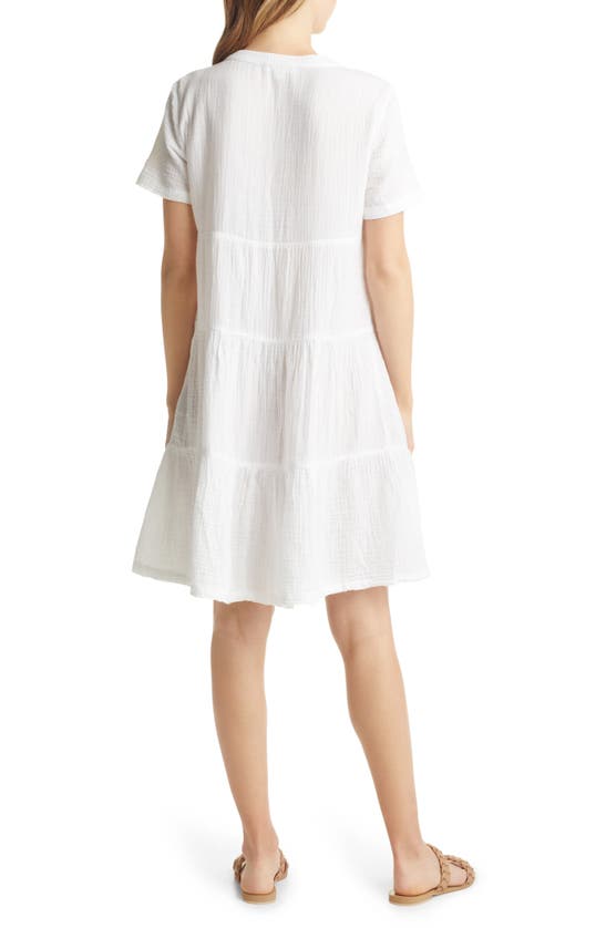 Shop Beachlunchlounge Kris Double Weave Tiered Cotton Dress In White