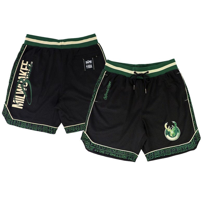 Shop Two Hype Unisex Nba X   Black Milwaukee Bucks Culture & Hoops Double Mesh Shorts