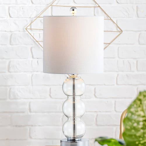 Jonathan Y February Glass/metal Led Table Lamp In Clear/chrome