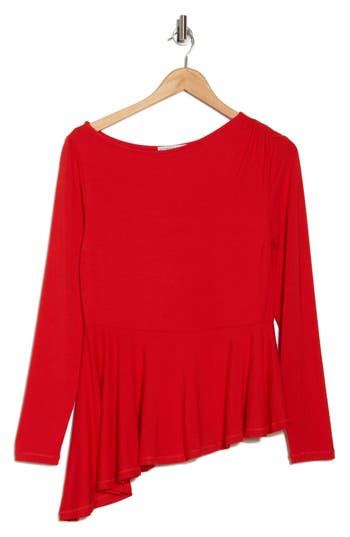 Patrizia Luca Ruched Asymmetric Top In Red