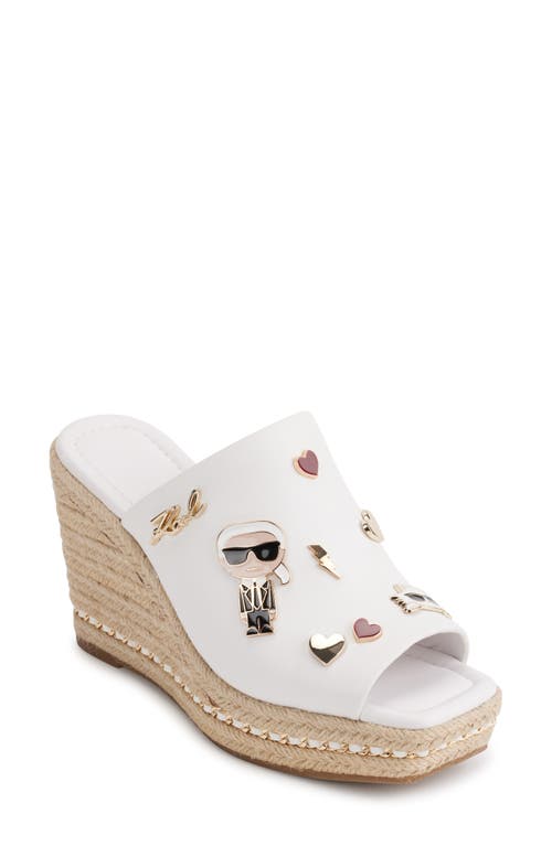 Karl Lagerfeld Paris Corissa Pin Espadrille Platform Slide Sandal in Bright White