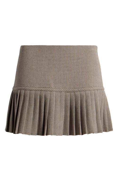 Shop Bp. Pleated Miniskirt In Brown Houndstooth