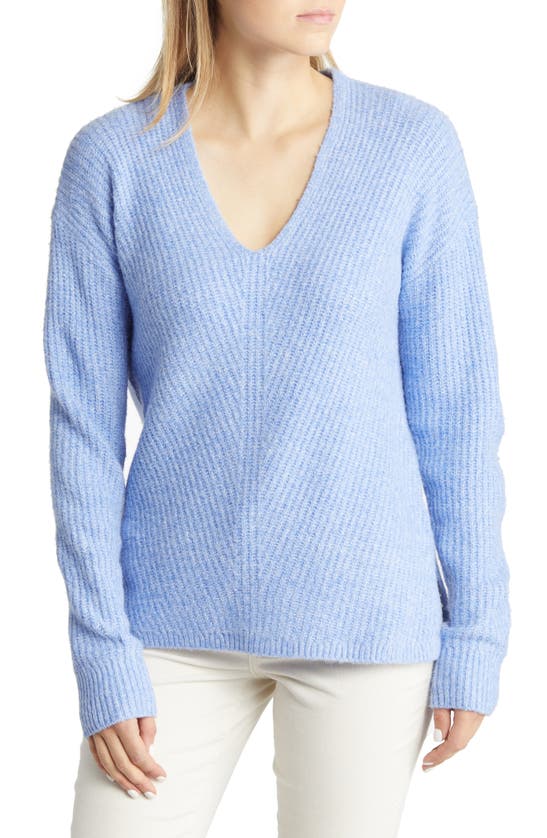 Caslon Directional V-neck Sweater In Blue Palace Heather