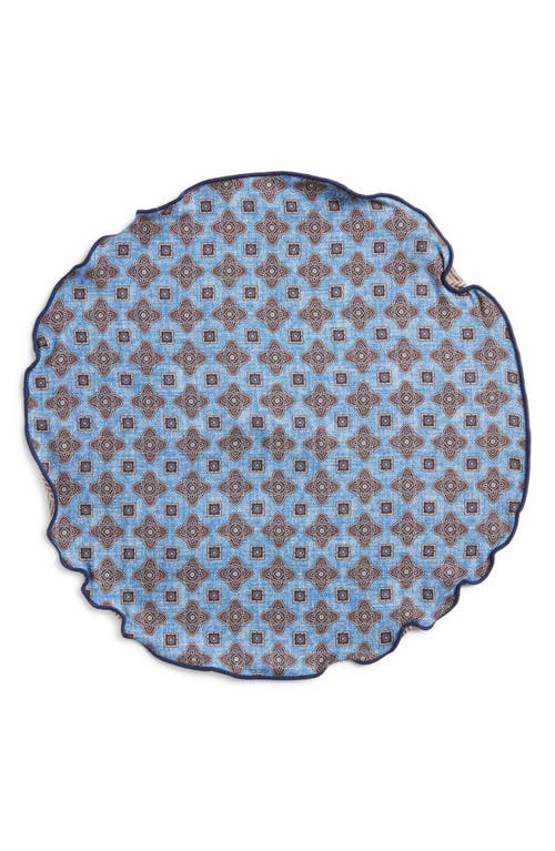 Shop Edward Armah Quatrefoile Herringbone Reversible Silk Pocket Circle In Blue