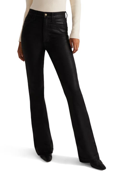 Coated Marilyn Straight Jeans In Petite - Black Coated