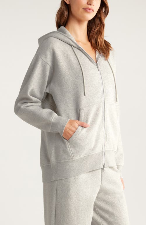 Shop Zella Cloud Fleece Zip Hoodie In Grey Light Heather